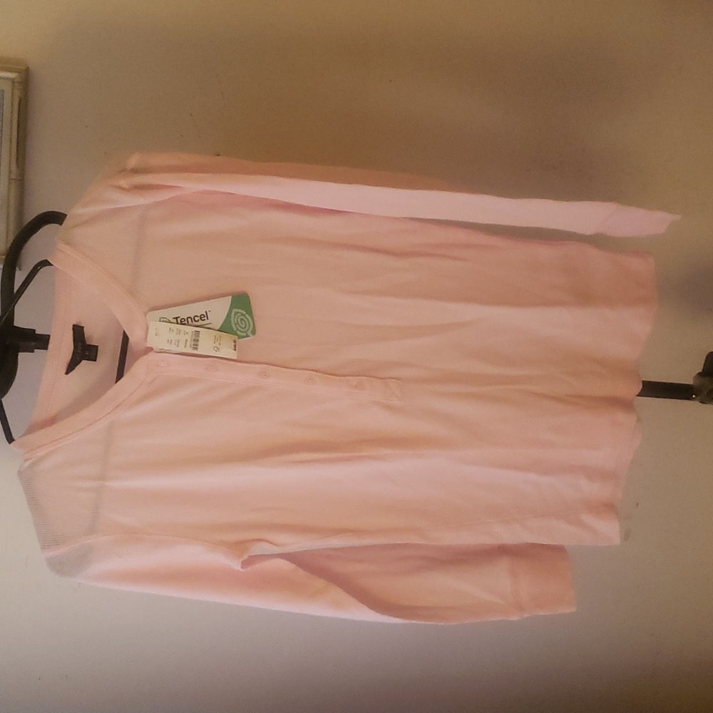 Pale pink ribbed J.crew long sleeve Henley shirt